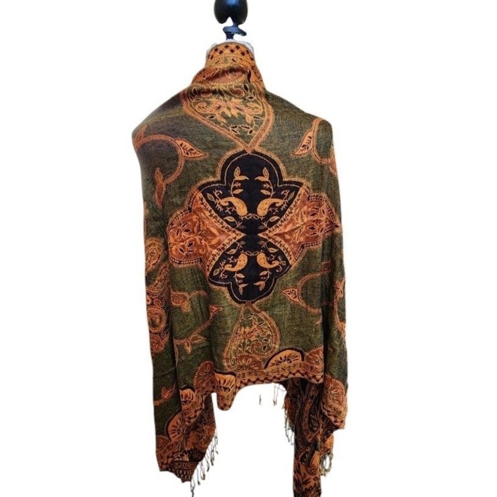 Pashmina 78"x28" Cashmere Silk Blend Classic Ethnic Boho Fringed